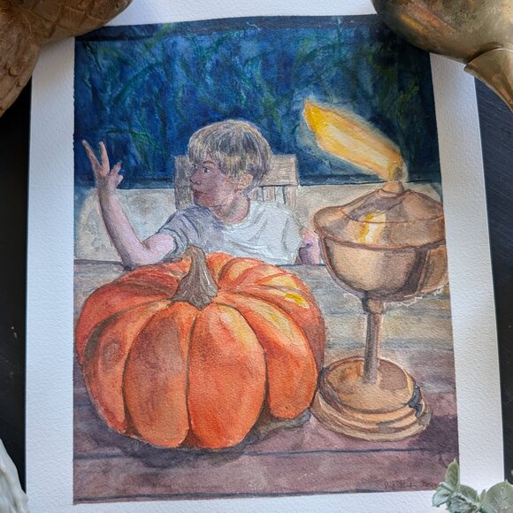 Original Watercolor Painting: Autumn Fire Seeker - Picture 2 of 8